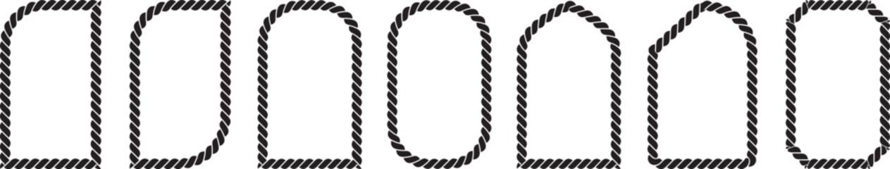 Collection of various geometric and abstract shapes outlined with a decorative red rope © wajuddin