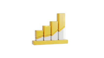 Growing Bar Chart Showing Success on White Background