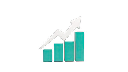 Growth Chart with Arrow Pointing Up on White Background