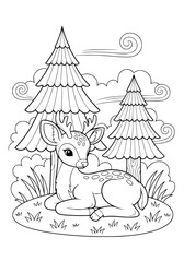 a resting fawn. coloring book