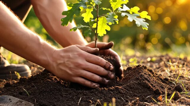 Person planting tree sapling