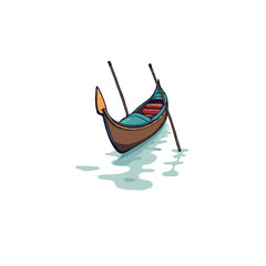 Tranquil venetian waterway illustration showcasing the iconic gondola gently gliding across calm