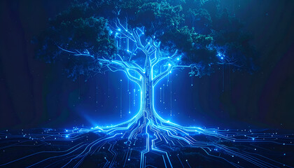 Digital Tree of Life - A Glowing Network of Connections.