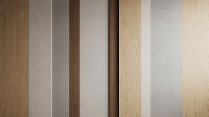 Aesthetic Harmony Vertical wooden and concrete wall panels design modern interior material background | minimal, soft, abstract, modern, neutral, calm.
