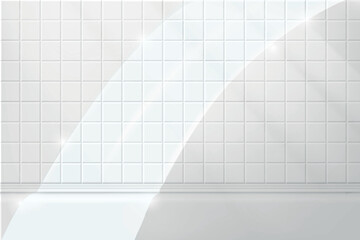 White Tiles vector bathroom wall, Gray Tiles. White Textures Background clean wash on dirty ceramic surface, shiny fresh wall before and after