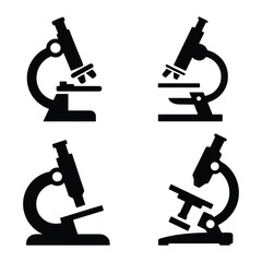 Microscope Vector, Silhouette, Illustration