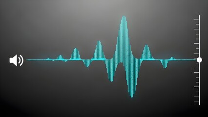 Teal Digital Audio Spectrum Sound Wave with Volume Control and Speaker Icon