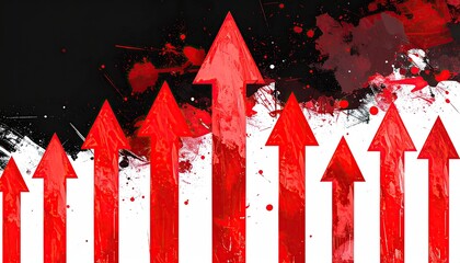 Red arrows rising against a splattered backdrop