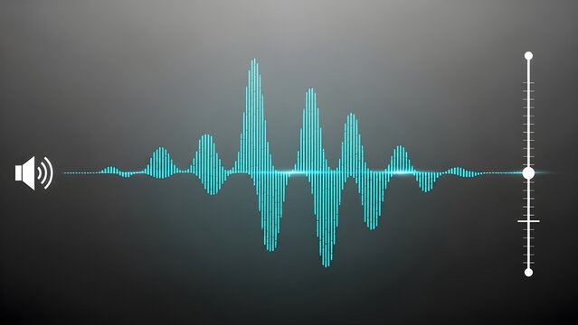 Digital Sound Wave Visualization with Speaker Icon and Volume Slider - Powered by Adobe
