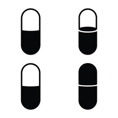 Pill capsule Vector, Silhouette, Illustration