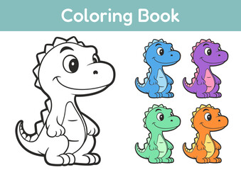 Obraz premium Cartoon dinosaur characters for coloring book in various colors 
