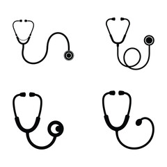 Stethoscope Vector, Silhouette, Illustration