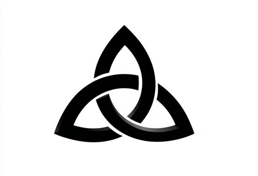 Minimalist black Celtic knot emblem, inspired by traditional triquetra or trinity knot motifs, designed as a bold vector symbol on a white background.