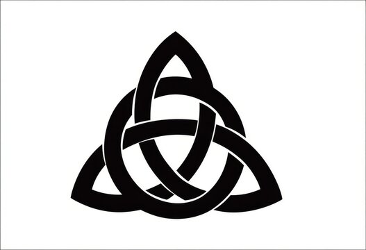 Minimalist black Celtic knot emblem, inspired by traditional triquetra or trinity knot motifs, designed as a bold vector symbol on a white background.
