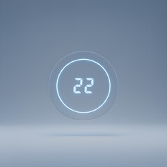 Obraz premium 3D Glassmorphism Smart Thermostat Icon with Temperature Display