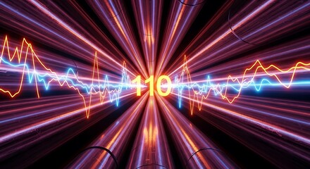 Abstract Digital Waveform and Binary Code Visualization.