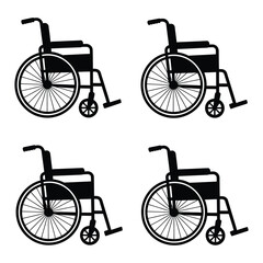 Wheelchair Vector, Silhouette, Illustration