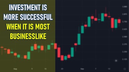 Stock market investment motivational text with a blurred background of stock market trading chart showing uptrend candlestick chart. Trader and investor make risk reward ratio trading plan. 