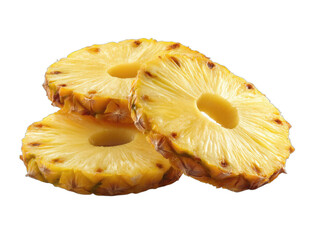 Sliced tropical fruit rings, sweet and juicy, isolated on black