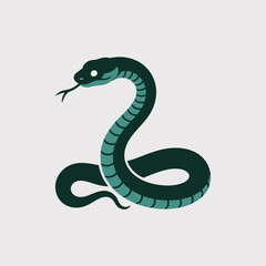 Fototapeta premium Coiled Green Snake Vector Illustration for Wildlife and Nature Design Concepts
