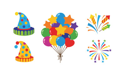 Obraz premium Party supplies decorative holiday design elements vector set bundle