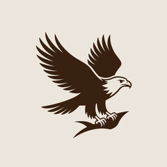 Obraz premium Majestic Flying Eagle Silhouette Vector for Wildlife and Freedom Concepts