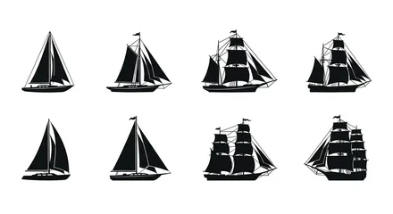 Foto auf Acrylglas Schiff collection of black silhouette vector icons showing various sailing ships and sailboats  © Md. Tanjim Tanvir
