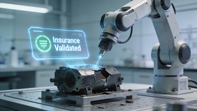 Advanced AI robotics validating insurtech prompts with precision demonstrating secure and efficient futuristic automation