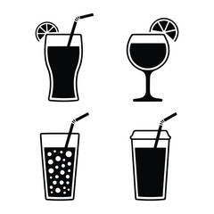 Cold Drinks Vector, Silhouette, Illustration
