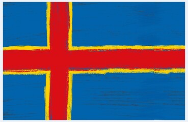 flag of the Aland Islands with paint strokes