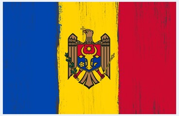 moldovan flag with paint strokes