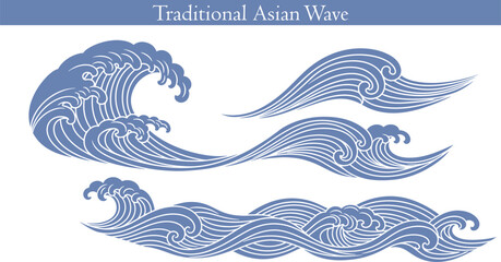 Traditional Modern wave pattern set chinese wave japanese wave korean asian traditional illustrations decorations element vector design for background and wallpaper 5
