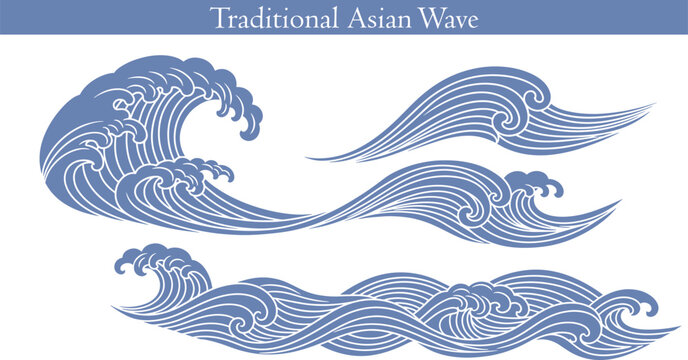 Traditional Modern wave pattern set chinese wave japanese wave korean asian traditional illustrations decorations element vector design for background and wallpaper 5