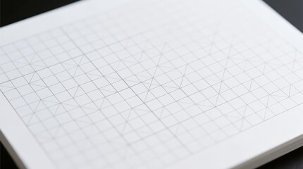 Close up of white graph notebook page with precise grid lines for design