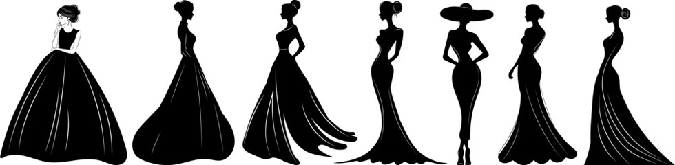 Silhouette of beautiful, sophisticated women, girls vector
