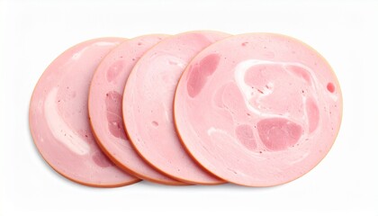 Bologna Sausage Slices &ndash; Smooth Pink Interior with Herb and Peppercorn Garnish