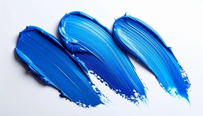 Textured Blue Paint Strokes &ndash; Palette Knife Application with Hue Variations on White Surface