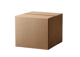Simple, closed cardboard shipping box, isolated on black