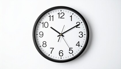 Round Wall Clock &ndash; White Face with Black Hands Displaying Time