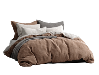 Plush, inviting bedding ensemble with layered pillows and a cozy, textured duvet cover