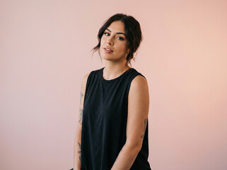 Beautiful young woman with tattoos studio shoot 