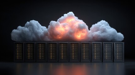 Innovative hybrid cloud technology visualized in medium shot with technical specialists configuring cloud networking components to optimize ISP performance and flexibility.