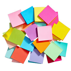 A pile of colorful sticky notes scattered on a black background