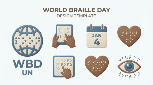 textured world braille day un emoji set for themed visual design projects designed for print and digital use isolated on white background