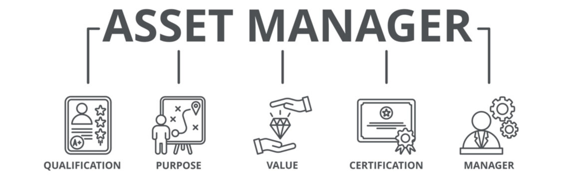 Asset manager banner web icon vector illustration concept