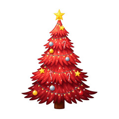 "Fully Decorated Christmas Tree with Ornaments and Lights"