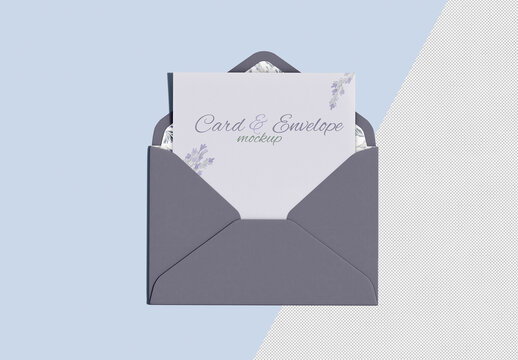 Envelope with Inserted Card Mockup