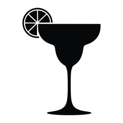 Margarita glass Vector, Silhouette, Illustration