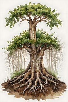 Beech tree roots exposed above ground