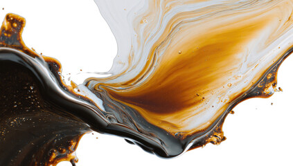 Abstract swirl of dark viscous liquid and creamy white fluid